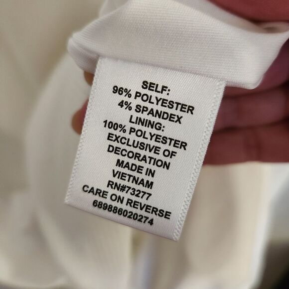 Elle Textured Embroidered Lace Ruffle Sleeve Ivory White Sheath Dress Size Large - Picture 8 of 11